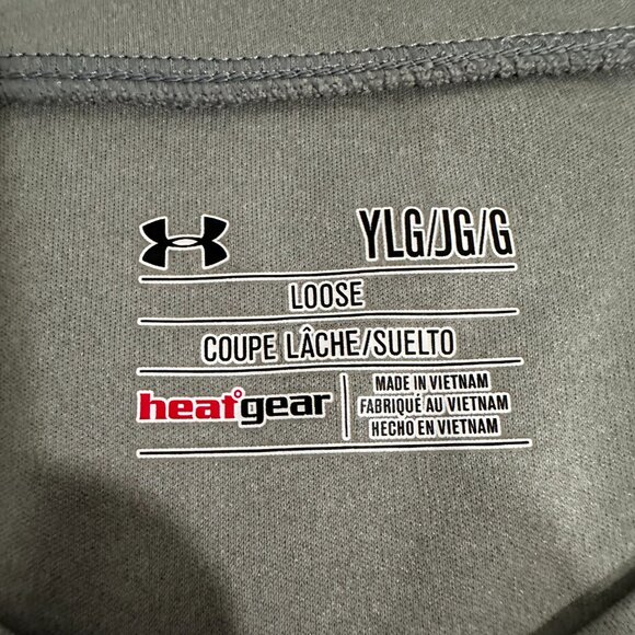 🍂Under Armour Youth Girl Short Sleeve Gray Loose Fit T-shirt Pink Size YLG - Picture 2 of 5